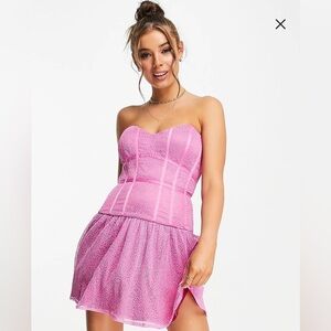 Bardot Pink Lace Mini Dress